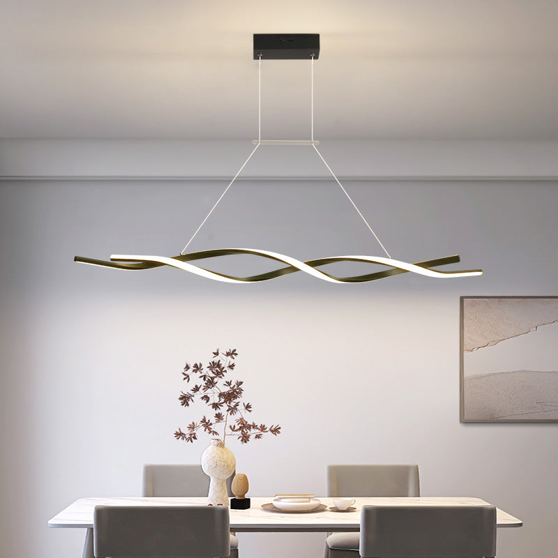 Modern Metal Island Light armatuur Lineair Restaurant Hanglamp met 2-head met acrylschaduw