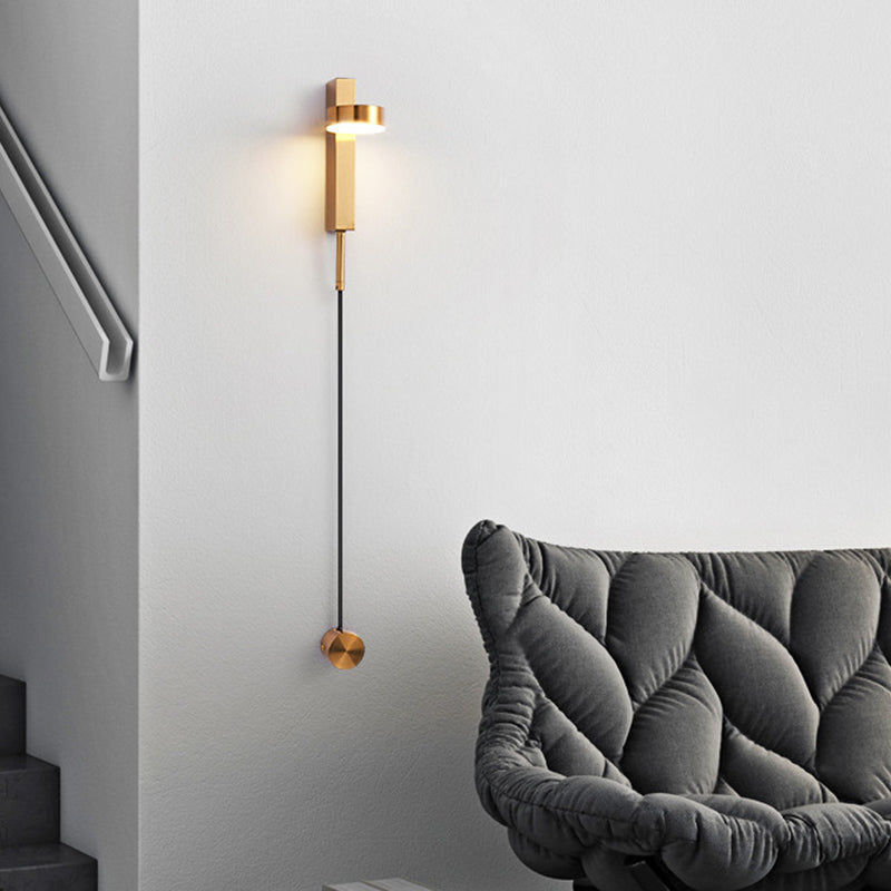 Round Shape Metal Wall Light Modern Style 1 Light Wall Mounted Light