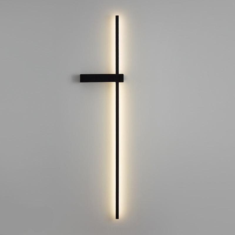 Linear Shape Metal Wall Light Modern Style 1-Light Wall Mount Light in Black