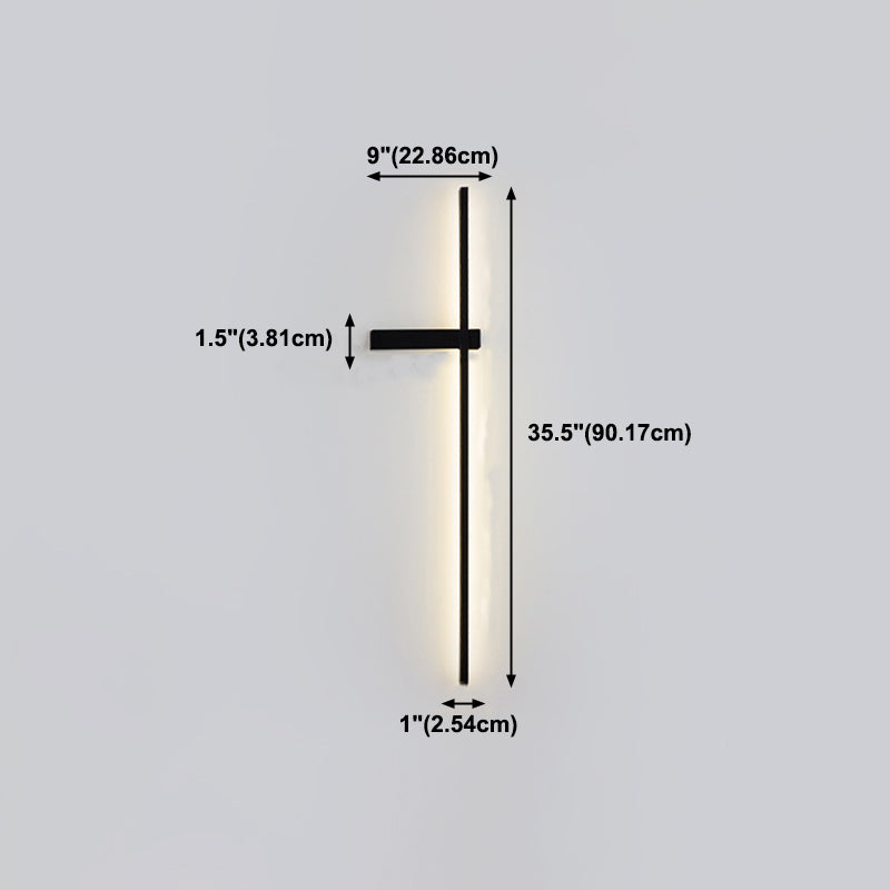 Linear Shape Metal Wall Light Modern Style 1-Light Wall Mount Light in Black
