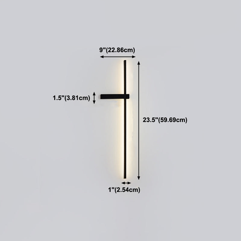 Linear Shape Metal Wall Light Modern Style 1-Light Wall Mount Light in Black