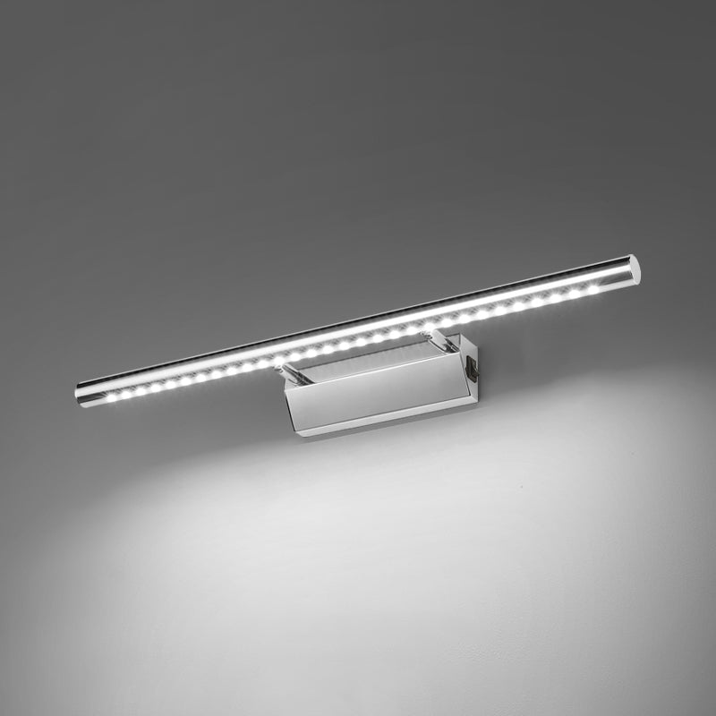 Linear Modern Vanity Light Metal 1-Light LED Mirror Light for Bathroom in Silver