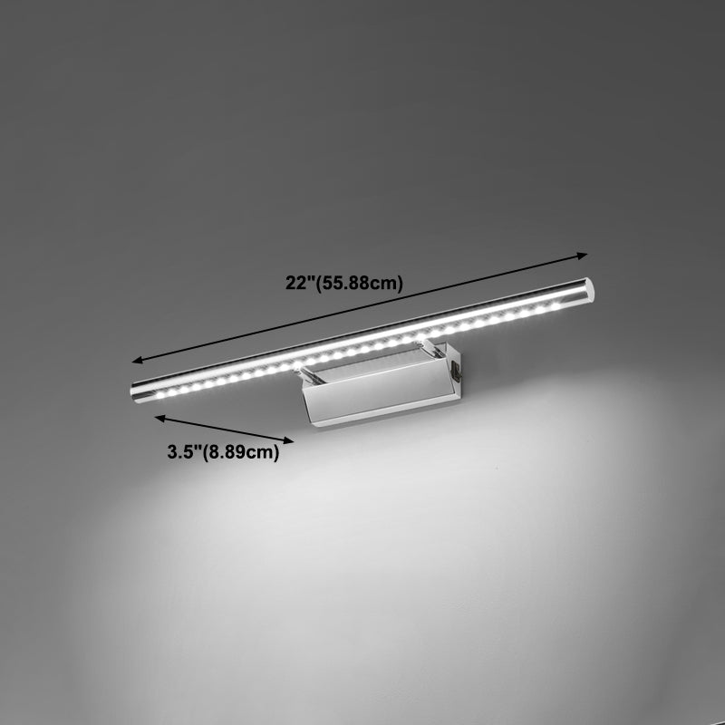 Linear Modern Vanity Light Metal 1-Light LED Mirror Light for Bathroom in Silver