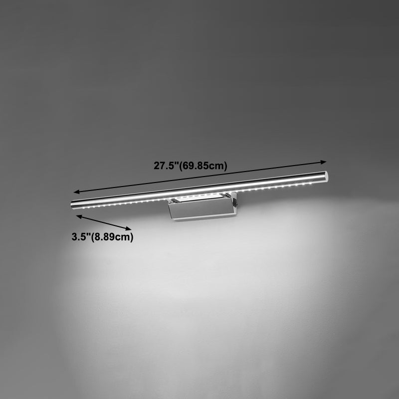 Linear Modern Vanity Light Metal 1-Light LED Mirror Light for Bathroom in Silver