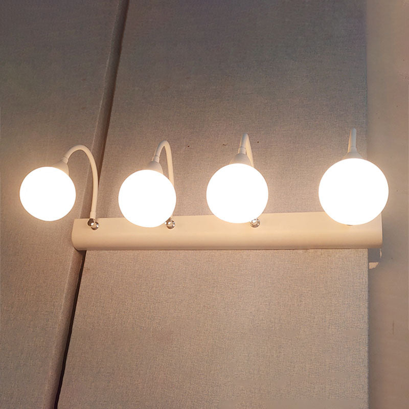 Style Country Flexible Wall Sconce White Glass Vanity Mirror Light per il bagno