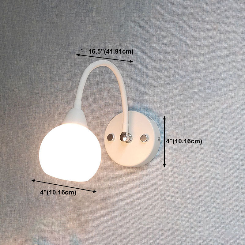 Country Style Flexible Wall Sconce White Glass Vanity Mirror Light for Bathroom