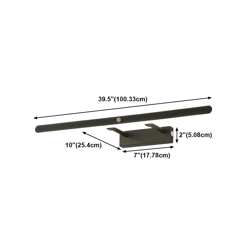 Modern Metal Vanity Light Black Straight LED Mirror Light for Bathroom