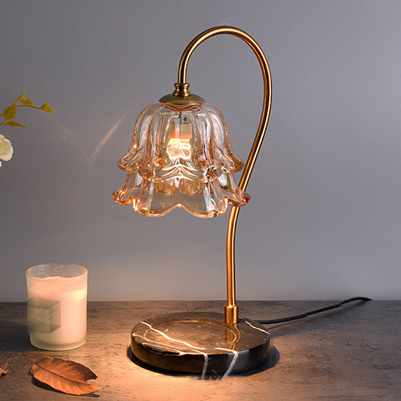 Moderner Stil Blumenform Tisch Beleuchtung Glas 1 Lichttischlampe ohne Dekorationen