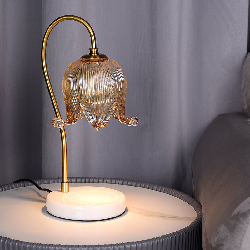 Moderner Stil Blumenform Tisch Beleuchtung Glas 1 Lichttischlampe ohne Dekorationen