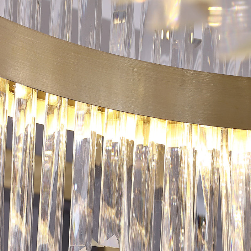 Runde Form hängende Lichter moderner Kristallmetallkronleuchter in Gold für Wohnzimmer