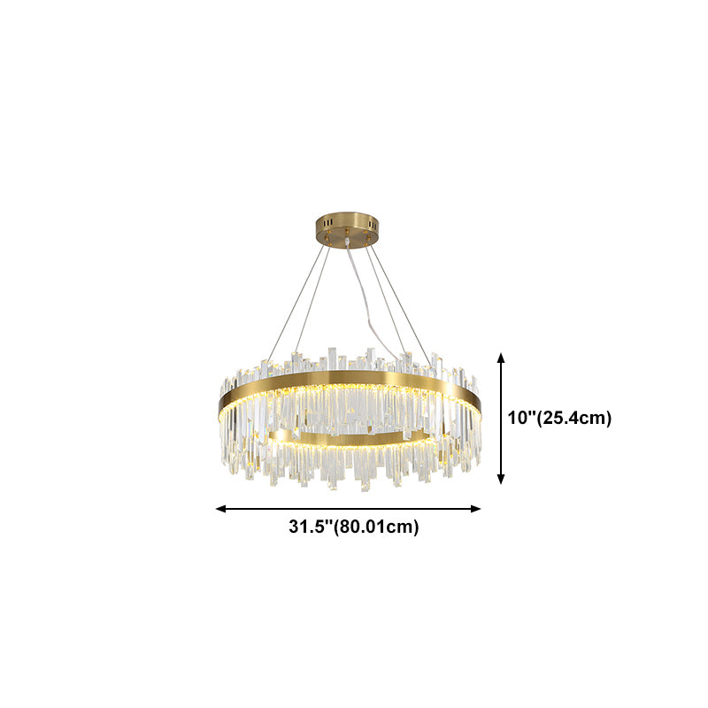 Runde Form hängende Lichter moderner Kristallmetallkronleuchter in Gold für Wohnzimmer