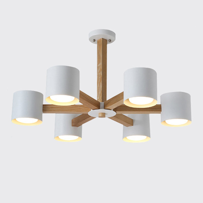 Multi -Licht zylindrisch -Ast Hanging Lights Moderne Makkaronstil Metal Hanging Lighting