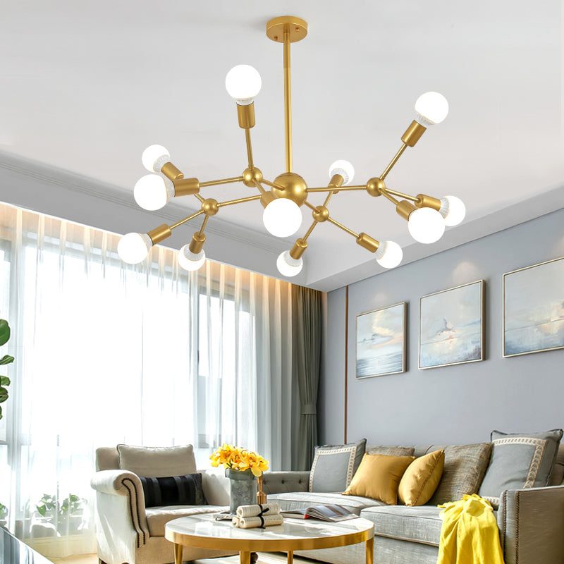 Postmoderne Kronleuchterleuchte Lampenleuchte exponierte Glühbirnen -Metall -Pendellicht für Wohnzimmer