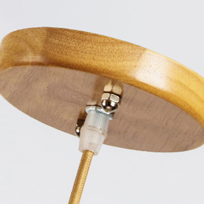 Modern Simple Hanging Light Wooden Shade Pendent Lighting Fixture for Sitting Room