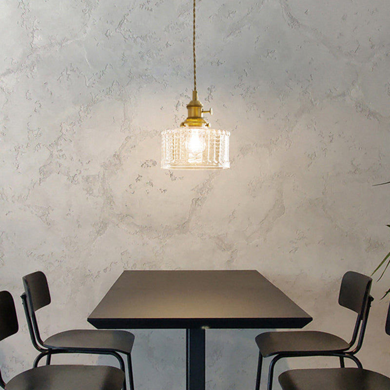 Industrial Glass Hanging Pendant Light 1-Light Coffee Shop Hanging Light in Brass