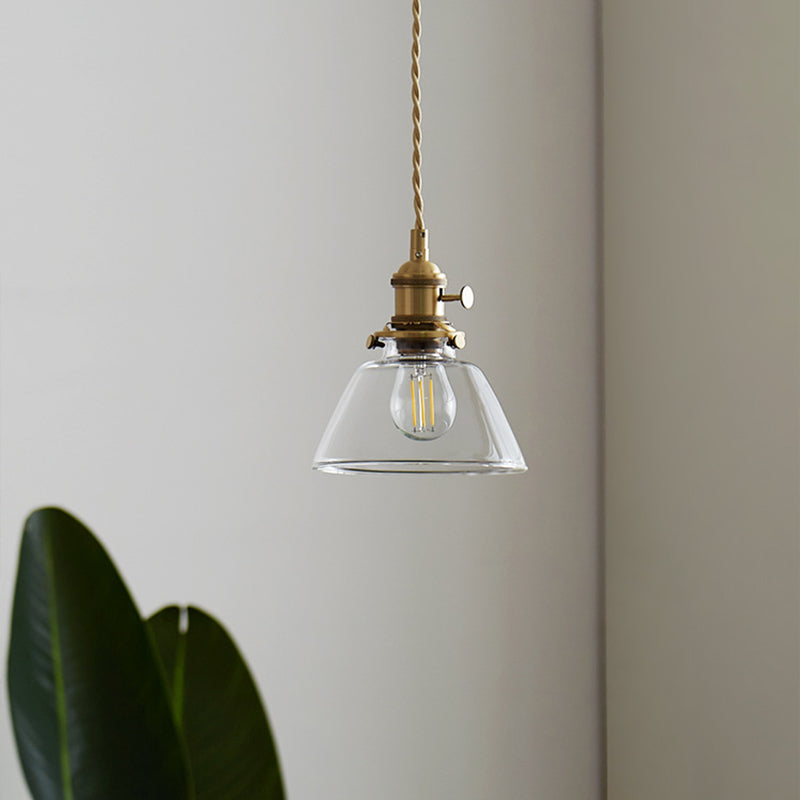 Pendre en verre industriel Pendre Light 1-Light Coffee Shop Hanging Light en laiton