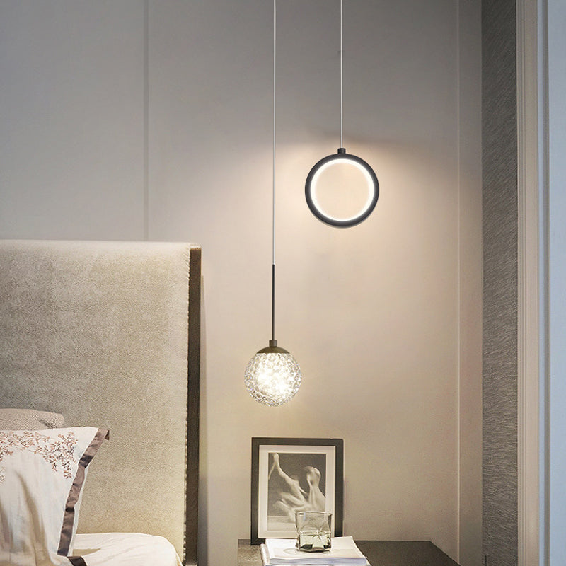 2-leichter sphärischer Anhänger Anhänger Modernes Glashängung Licht für Wohnzimmer