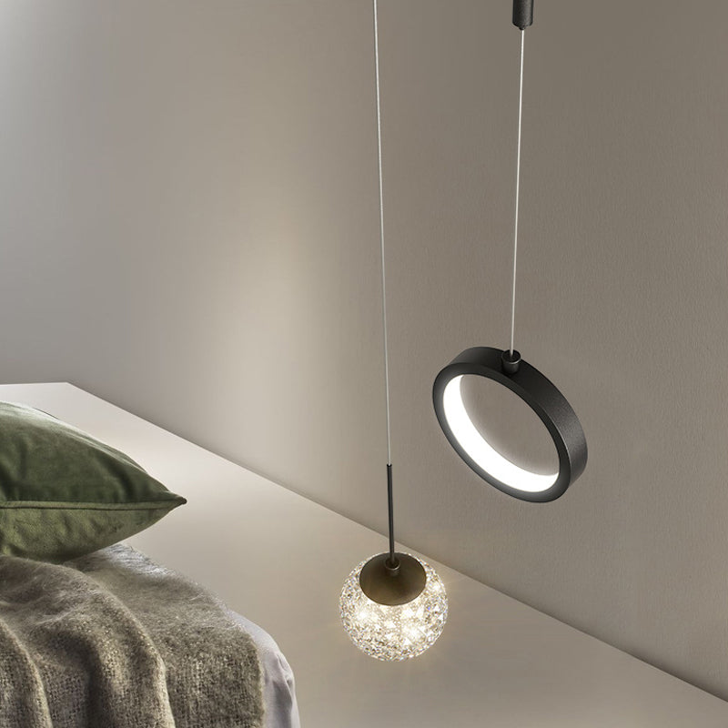 2-leichter sphärischer Anhänger Anhänger Modernes Glashängung Licht für Wohnzimmer