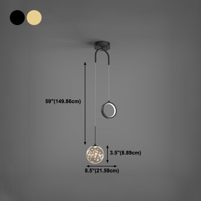 2-leichter sphärischer Anhänger Anhänger Modernes Glashängung Licht für Wohnzimmer