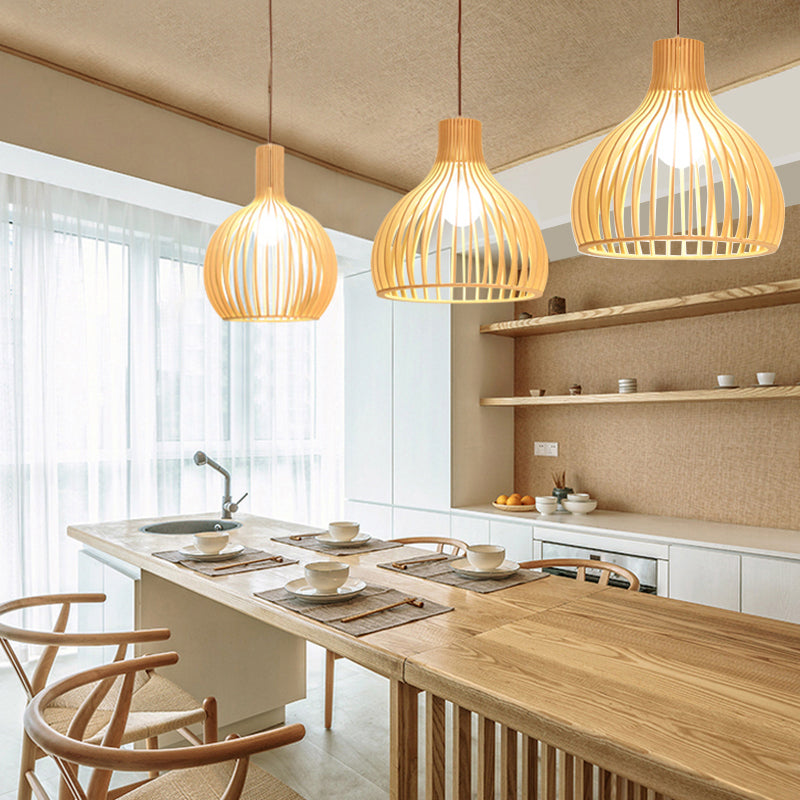 Geometric Shape Wood Hanging Light Modern 1 Light Hanging Light Fixtures in Brown