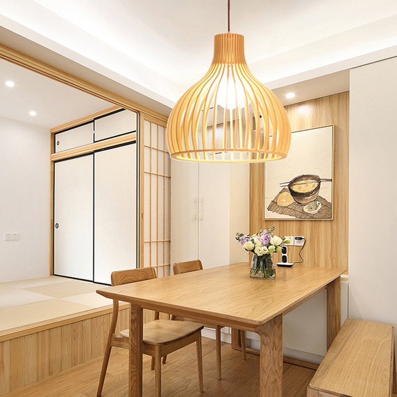 Geometric Shape Wood Hanging Light Modern 1 Light Hanging Light Fixtures in Brown