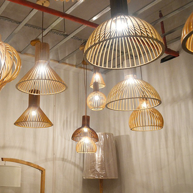 Geometric Shape Wood Hanging Light Modern 1 Light Hanging Light Fixtures in Brown