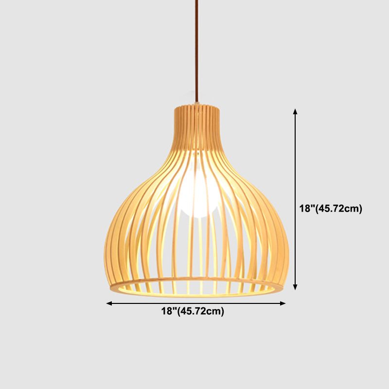 Geometric Shape Wood Hanging Light Modern 1 Light Hanging Light Fixtures in Brown