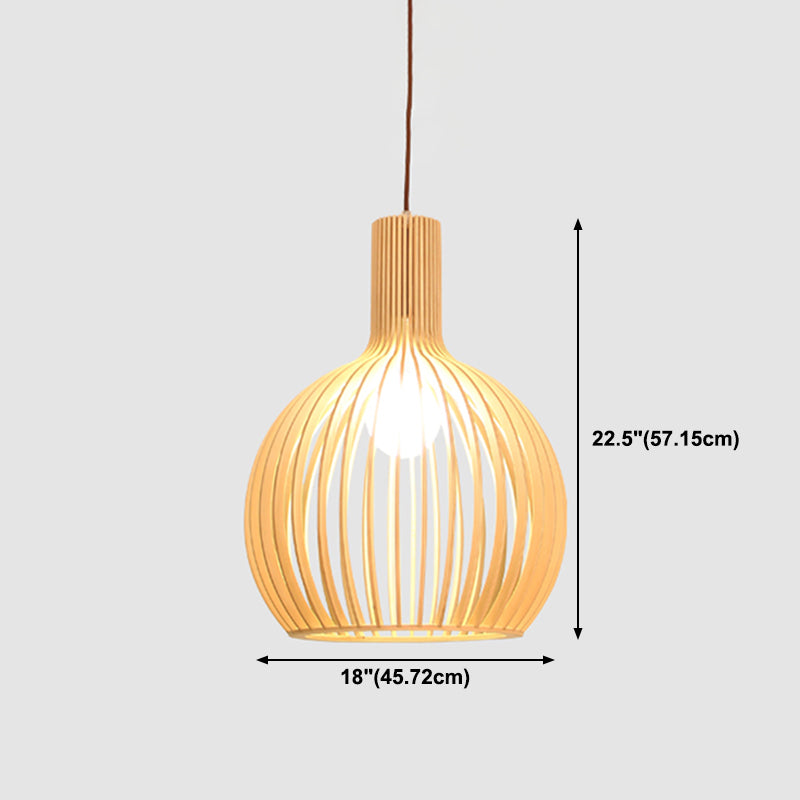 Geometric Shape Wood Hanging Light Modern 1 Light Hanging Light Fixtures in Brown