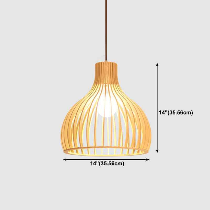 Geometric Shape Wood Hanging Light Modern 1 Light Hanging Light Fixtures in Brown