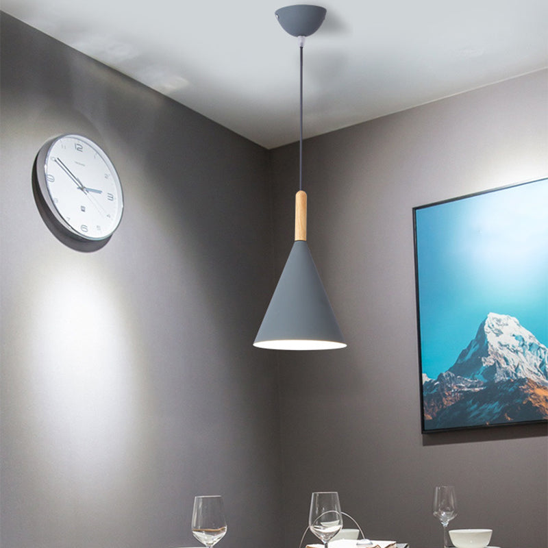 Modern Style Cone Shape Hanging Light Metal 1 Light Hanging Lamp for Bedroom