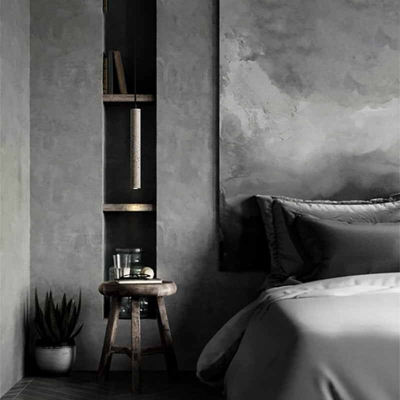 Cylinder Hanging Lights Modern Style Stone 1 Light Pendant Light Kit