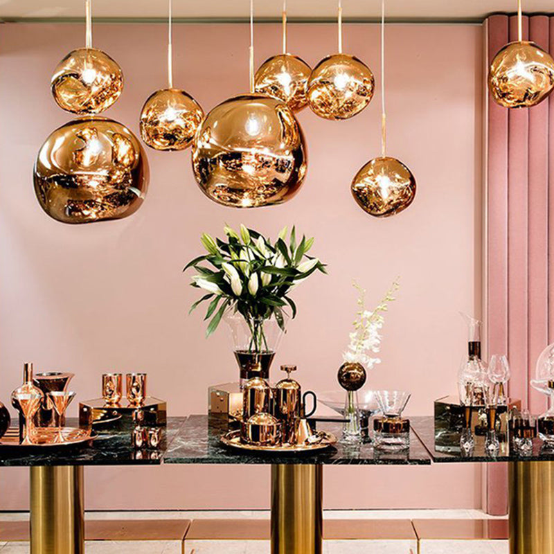 Contemporary Colorful Glass Hanging Light Creative Metallic Pendant Lighting Fixture