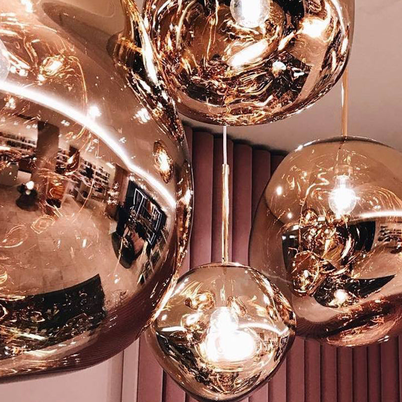 Contemporary Colorful Glass Hanging Light Creative Metallic Pendant Lighting Fixture