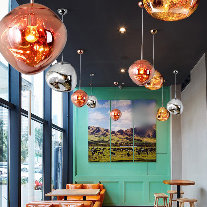 Contemporary Colorful Glass Hanging Light Creative Metallic Pendant Lighting Fixture