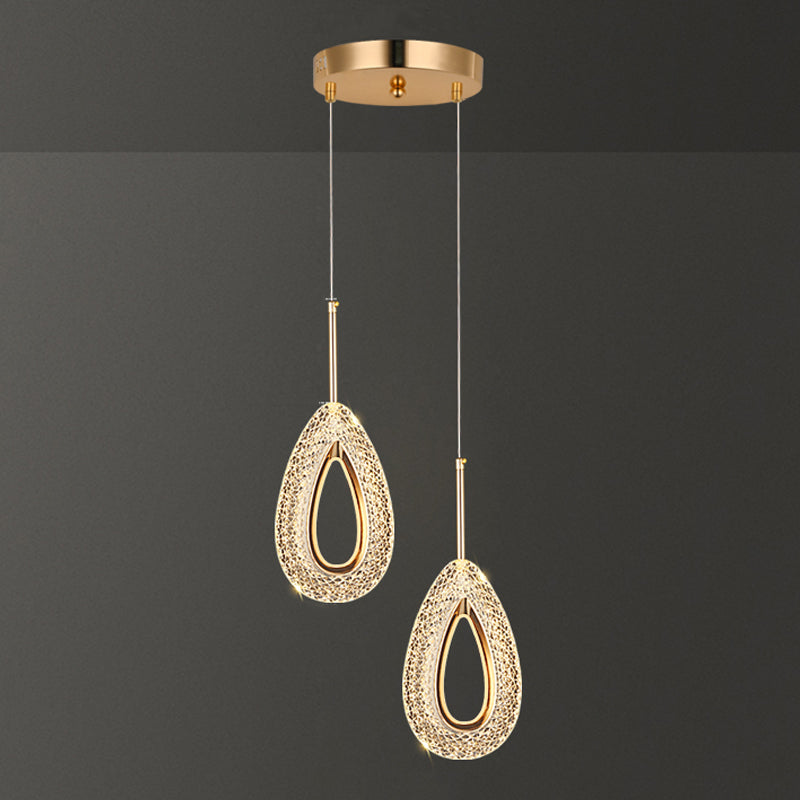 Contemporary Style Linear Shape Pendant Lights Metal Hanging Lamps in Gold