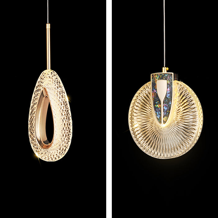 Contemporary Style Linear Shape Pendant Lights Metal Hanging Lamps in Gold