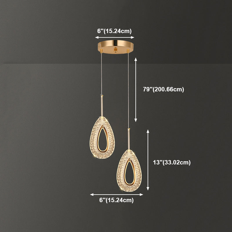 Contemporary Style Linear Shape Pendant Lights Metal Hanging Lamps in Gold