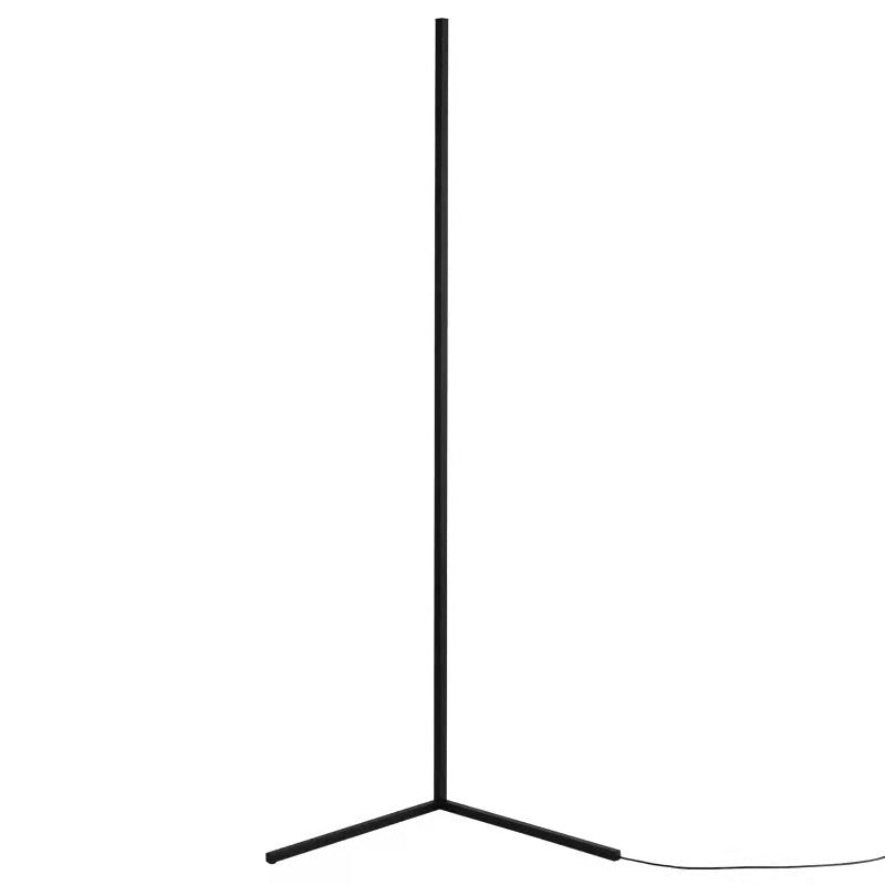 Lampada da pavimento lineare contemporanea Metal Black 55 "Luce al pavimento a LED alto per soggiorno