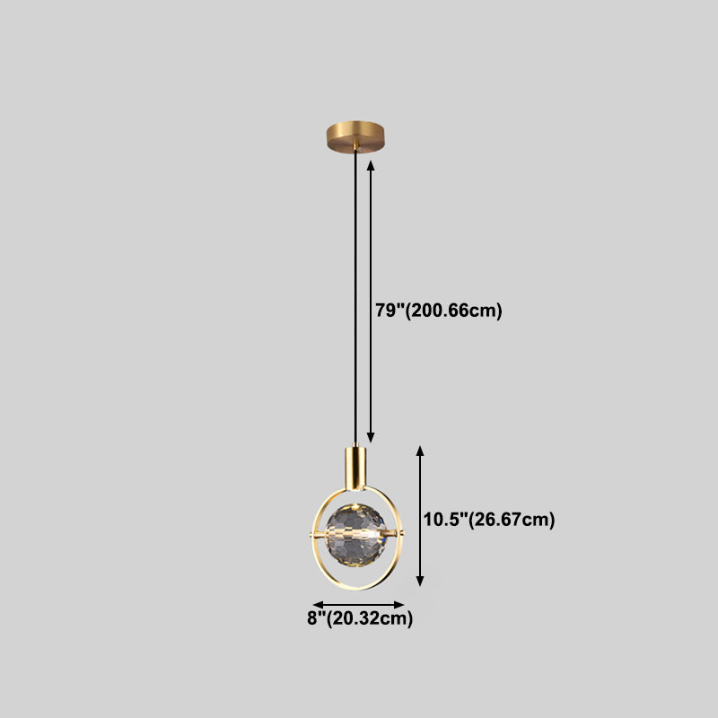Crystal Geometric Shape Hanging Light Modern 1 Light Hanging Light Fixtures in Brass
