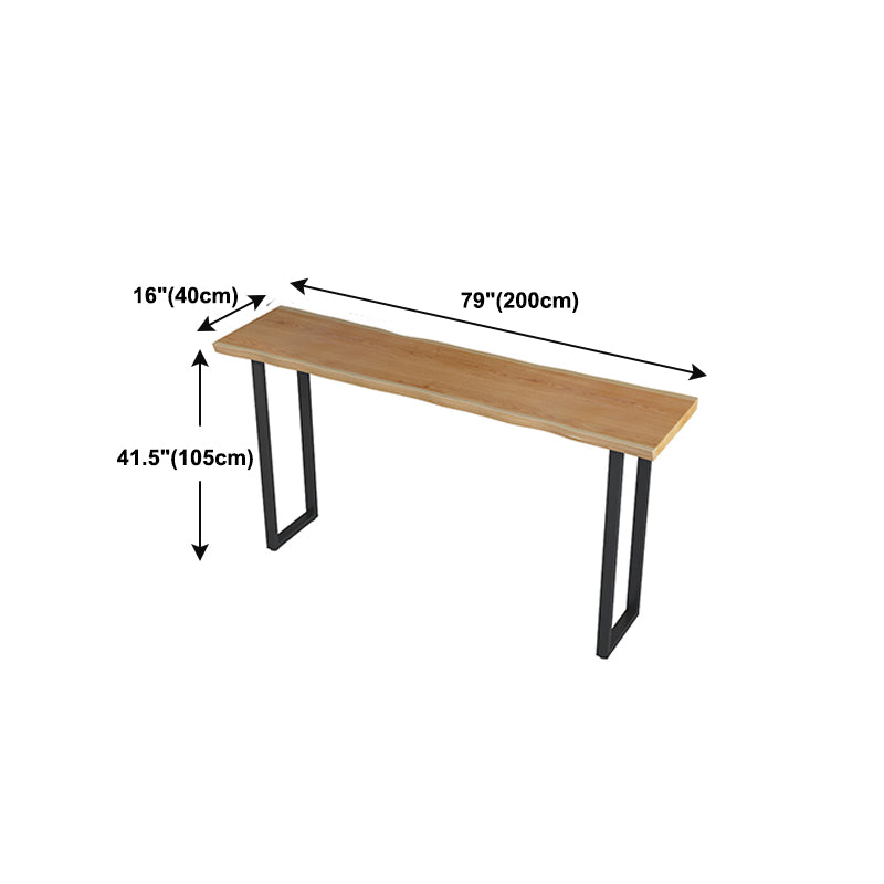 Solid Wood Top Bar Counter Industrial Rectangle Bar Counter with Black Base