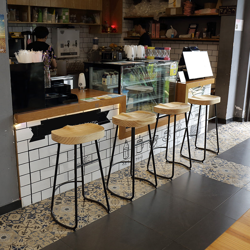 Modern Style Metal Bar Stool with Footrest Milk Tea Shop Bar Stool 30- Inches