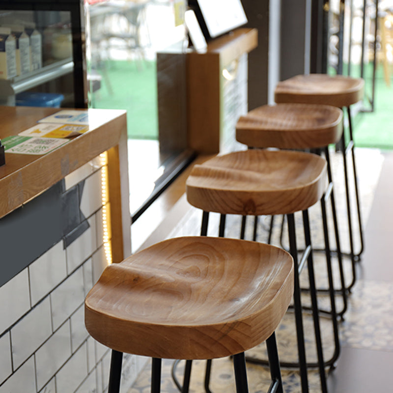 Modern Style Metal Bar Stool with Footrest Milk Tea Shop Bar Stool 30- Inches