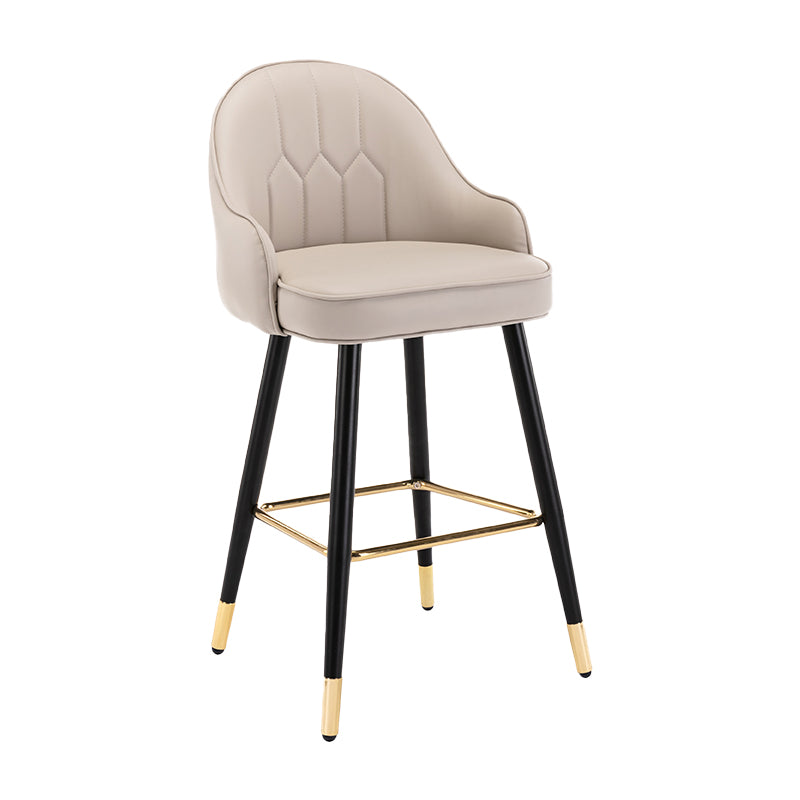 Modern Armless Backrest Counter Stool Iron Bedroom Bar Stool with Cushion and Pedal