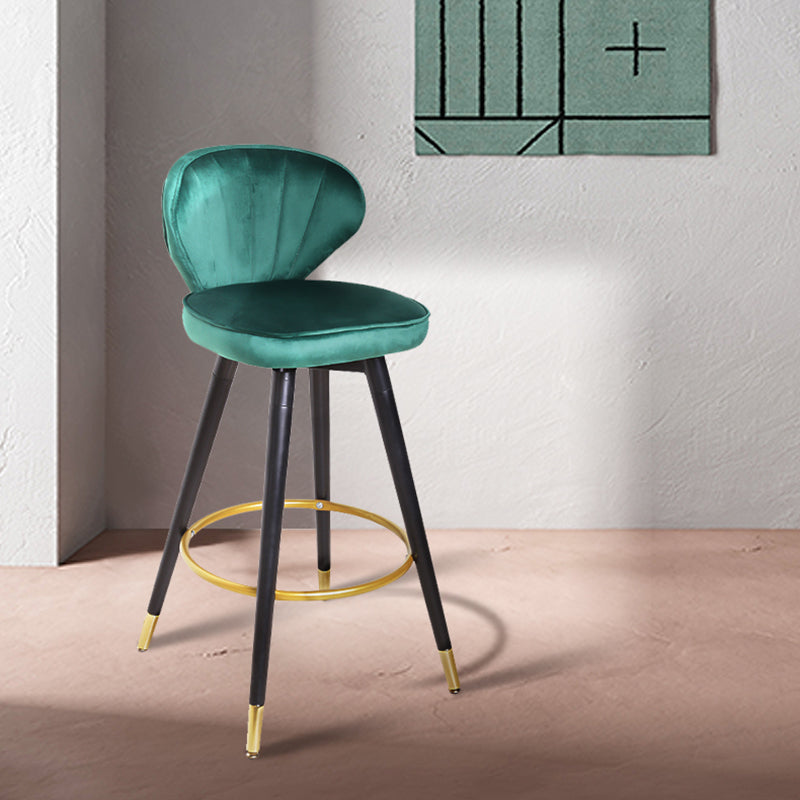 Modern Armless Backrest Counter Stool Iron Study Bar Stool with Cushion and Pedal