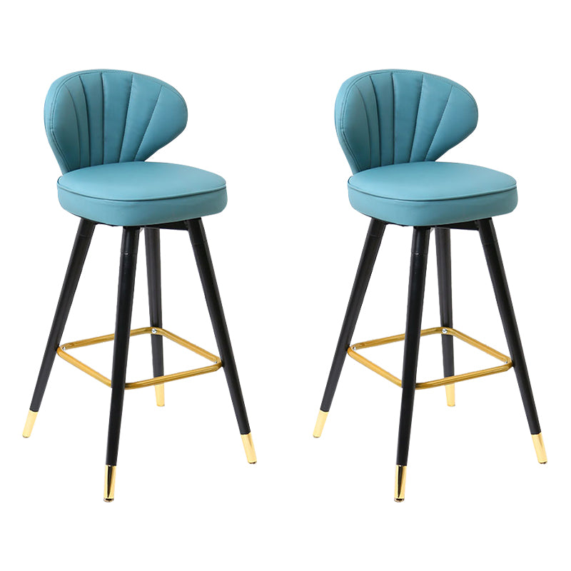 Modern Armless Backrest Counter Stool Iron Study Bar Stool with Cushion and Pedal