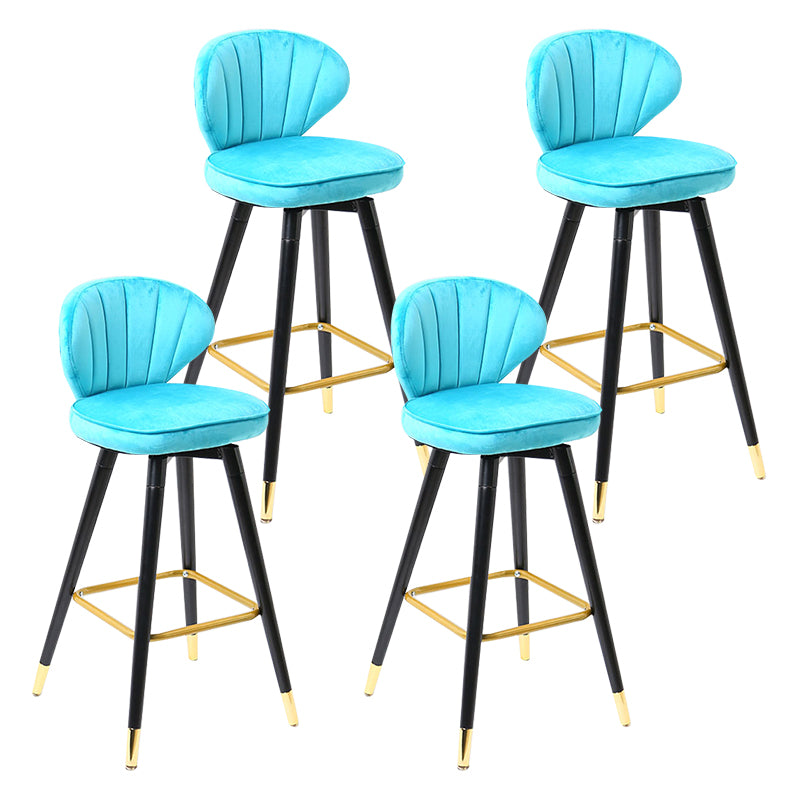 Modern Armless Backrest Counter Stool Iron Study Bar Stool with Cushion and Pedal