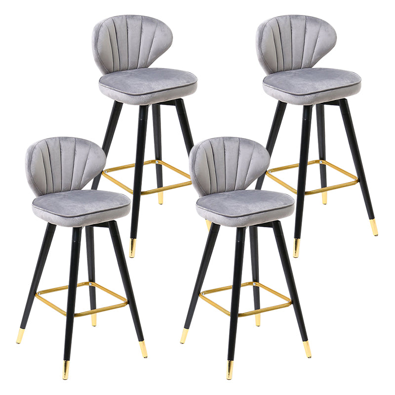 Modern Armless Backrest Counter Stool Iron Study Bar Stool with Cushion and Pedal