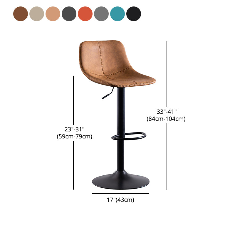 Modern Leather Adjustable Height Barstool Indoor Bar Stool with Low Back