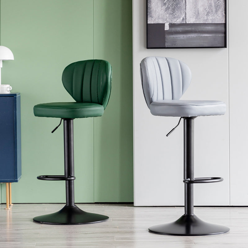 Contemporary Leather Swivel Barstool Indoor Bar Stool with Iron Legs and Low Back