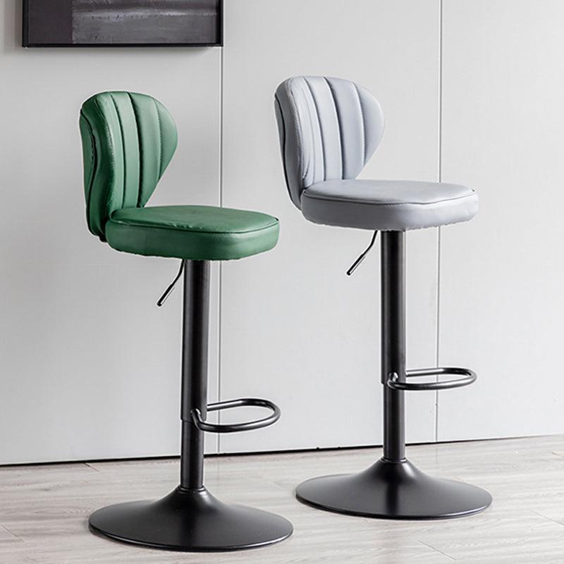 Contemporary Leather Swivel Barstool Indoor Bar Stool with Iron Legs and Low Back